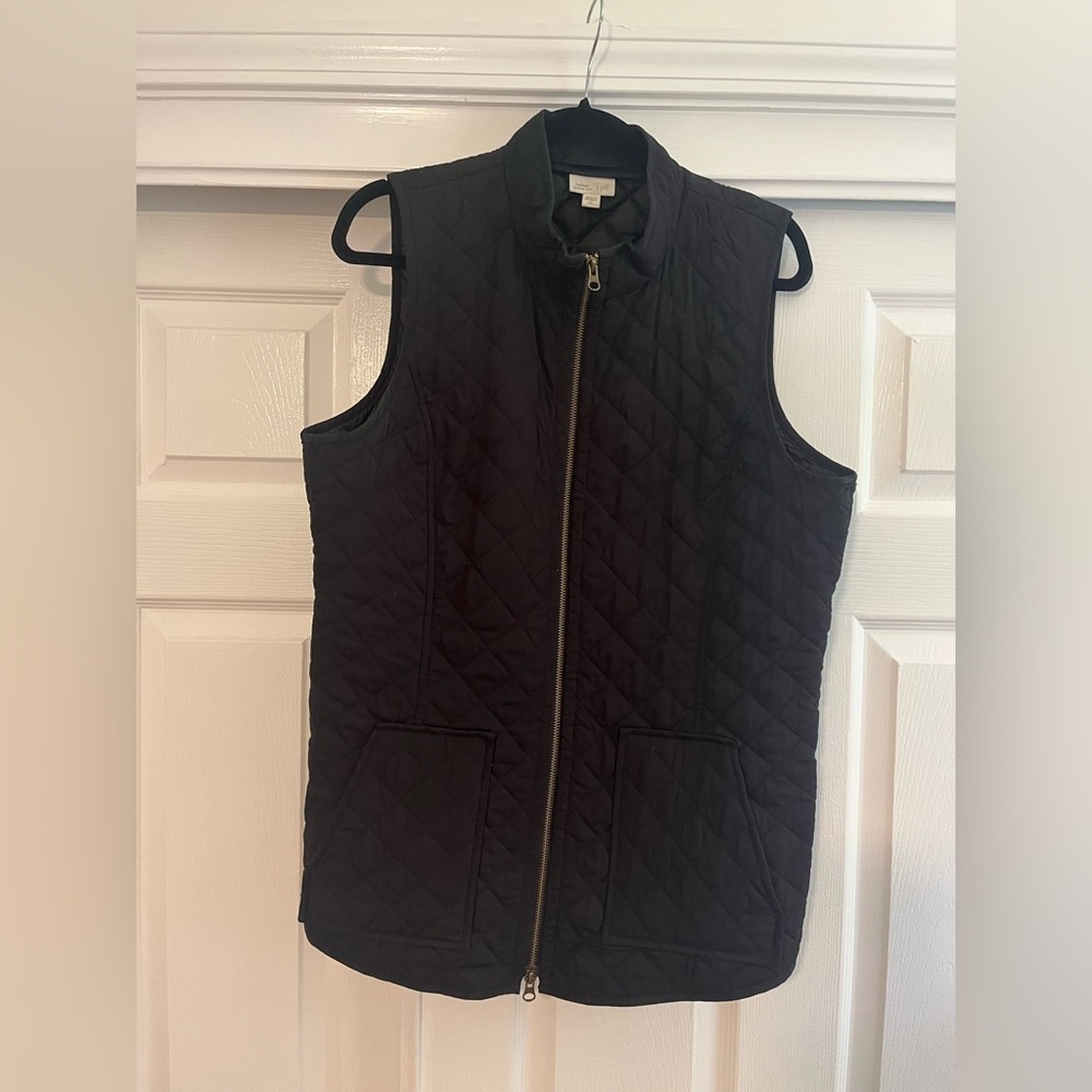 J.Jill Quilted Vest - Black, Large Tall